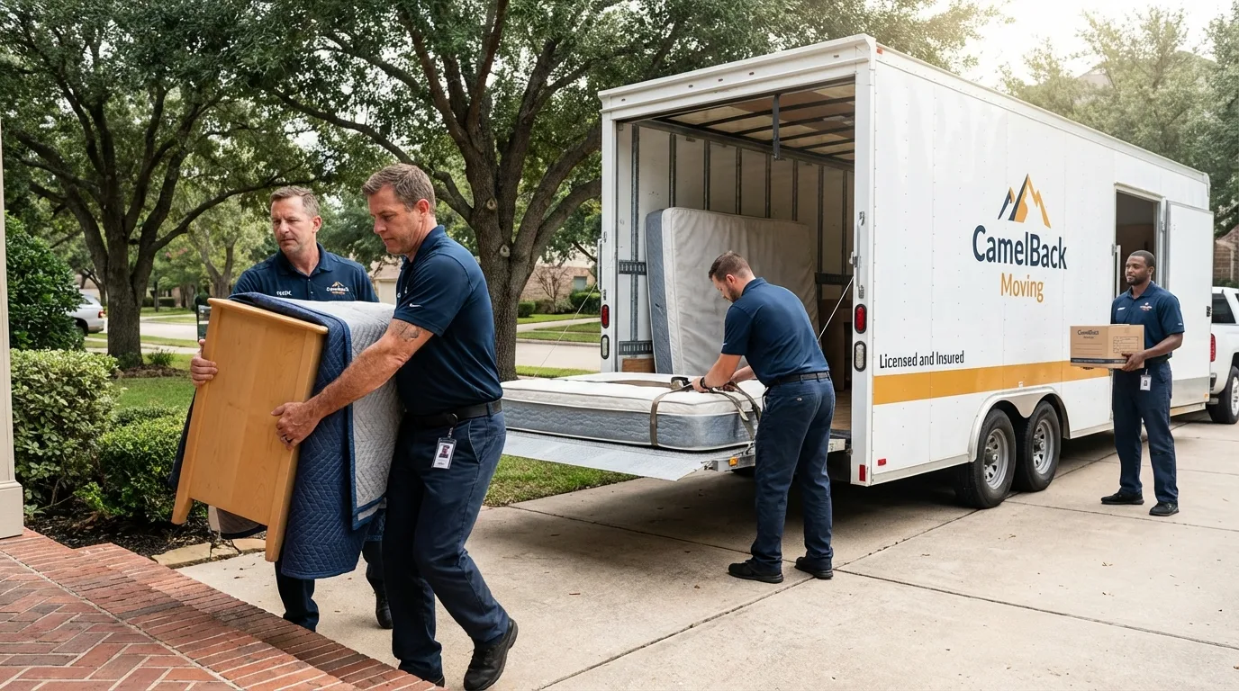 Crew loading residential truck for cross-state move from Brilliant, OH